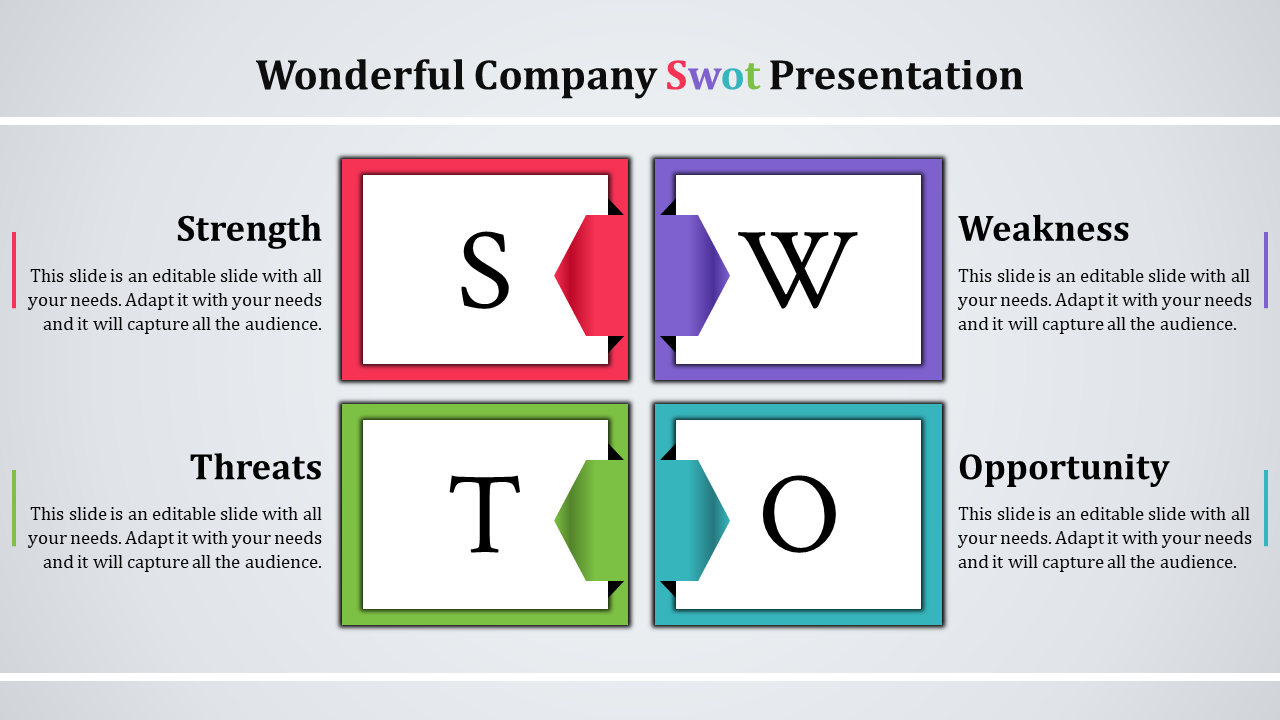 swot analysis slide template-company swot-4-multi color